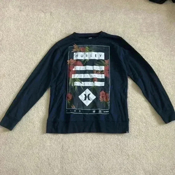 ⭐️ Hurley men’s crew neck floral long sleeve pullover in size large - Picture 1 of 4